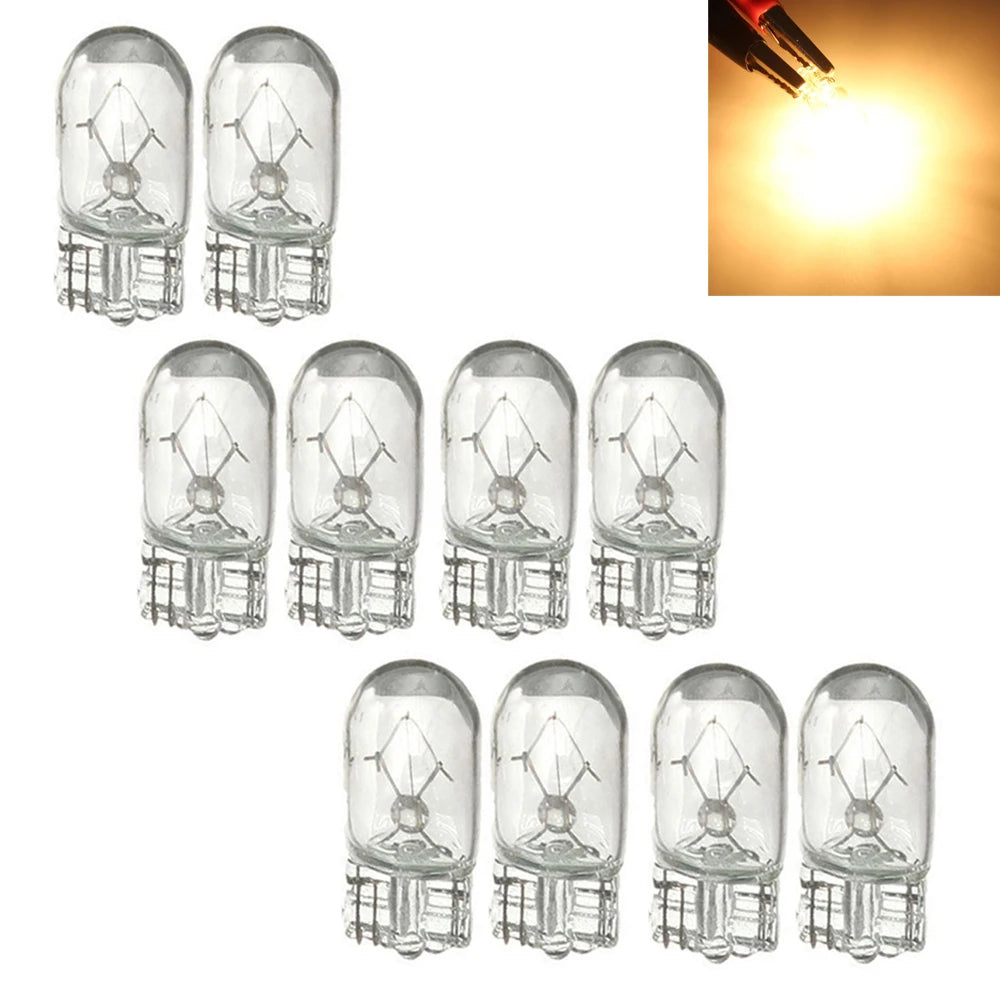 10pcs T10 Halogen Car Bulbs 12V White