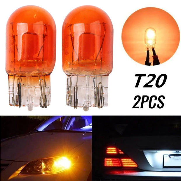 2Pcs T20 7443 W21 5W Clear Glass Turn Signal Brake Stop Tail Lights Bulb Daytime Running Lights Turn Stop Brake Tail Bulbs