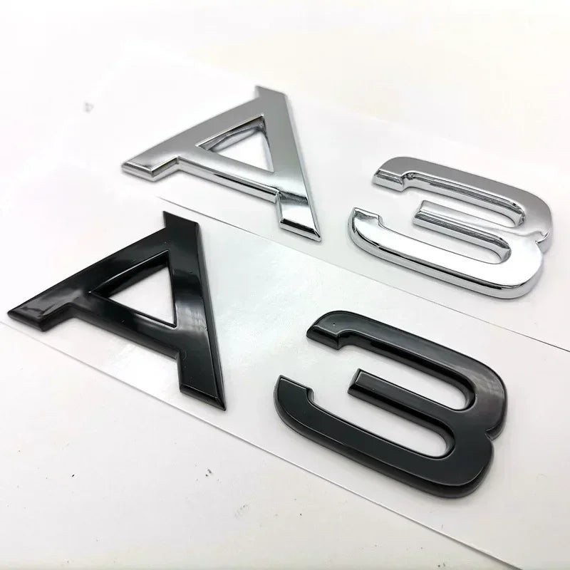Audi 3D Chrome Black Trunk Badge