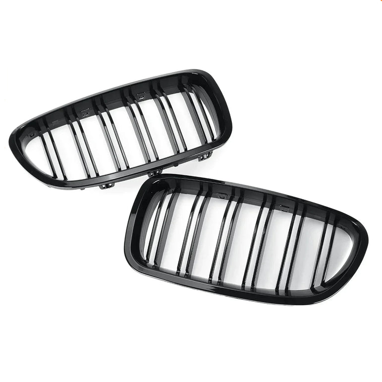 BMW 5 Series F10/F11/F18 Kidney Grille 2010-2017 – Gloss Black Dual Slats (Pair)