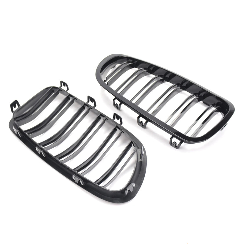 BMW 5 Series F10/F11/F18 Kidney Grille 2010-2017 – Gloss Black Dual Slats (Pair)