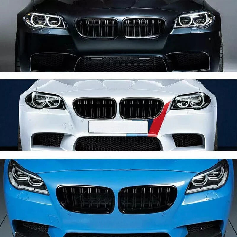 BMW 5 Series F10/F11/F18 Kidney Grille 2010-2017 – Gloss Black Dual Slats (Pair)