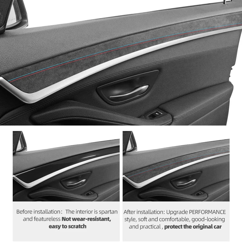 BMW F10 Series 5 Alcantara Carbon Fiber Door Trim Strips – 4pcs Performance Set
