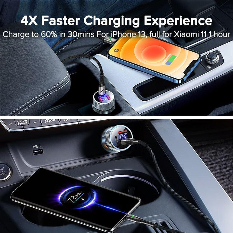 Car Charger USB Type C - Dual Port - Fast Charging Premium