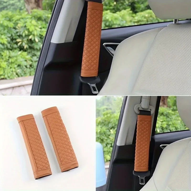 Car Seat Belt Shoulder Cover Leather - One Beast Garage