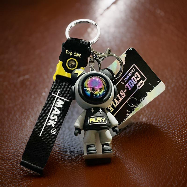 Cartoon Lightning Bear Keychain - Astronaut - One Beast Garage