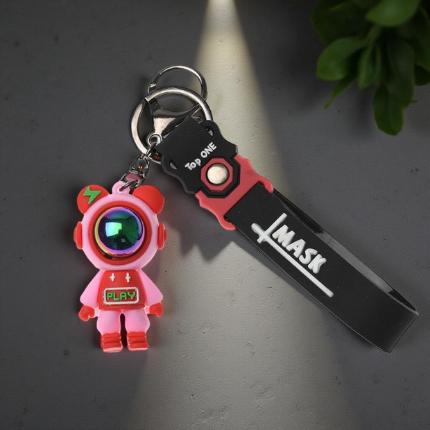 Cartoon Lightning Bear Keychain - Astronaut - One Beast Garage