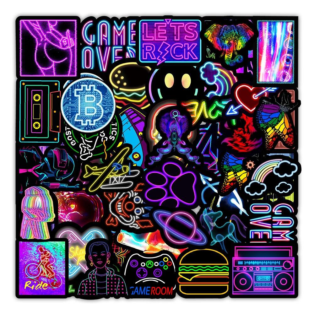 Cartoon Neon Light Graffiti - Stickers Deluxe