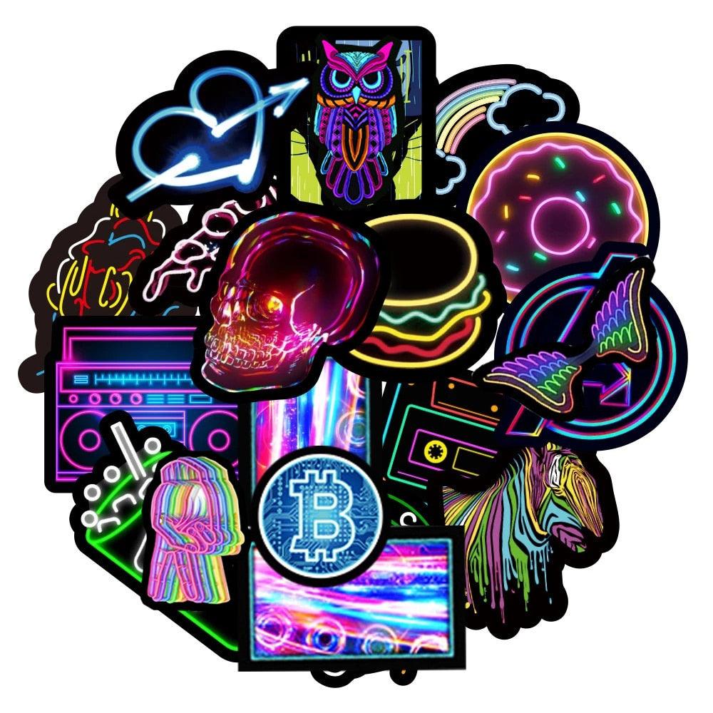 Cartoon Neon Light Graffiti - Stickers Deluxe