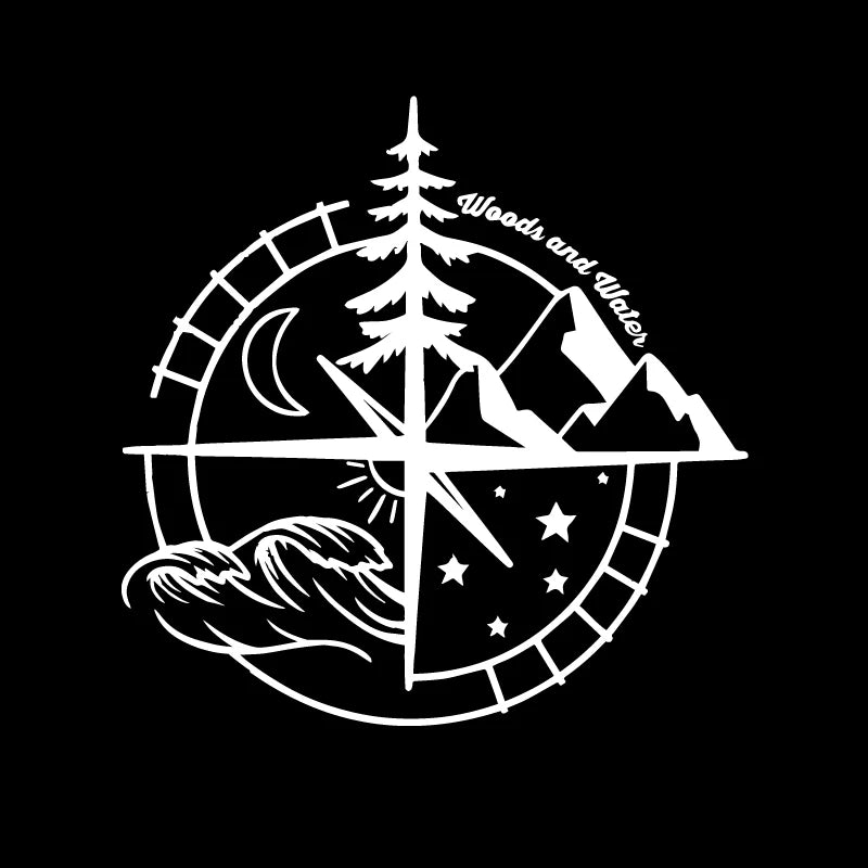 Compass Vinyl Sticker – Woods & Water Design