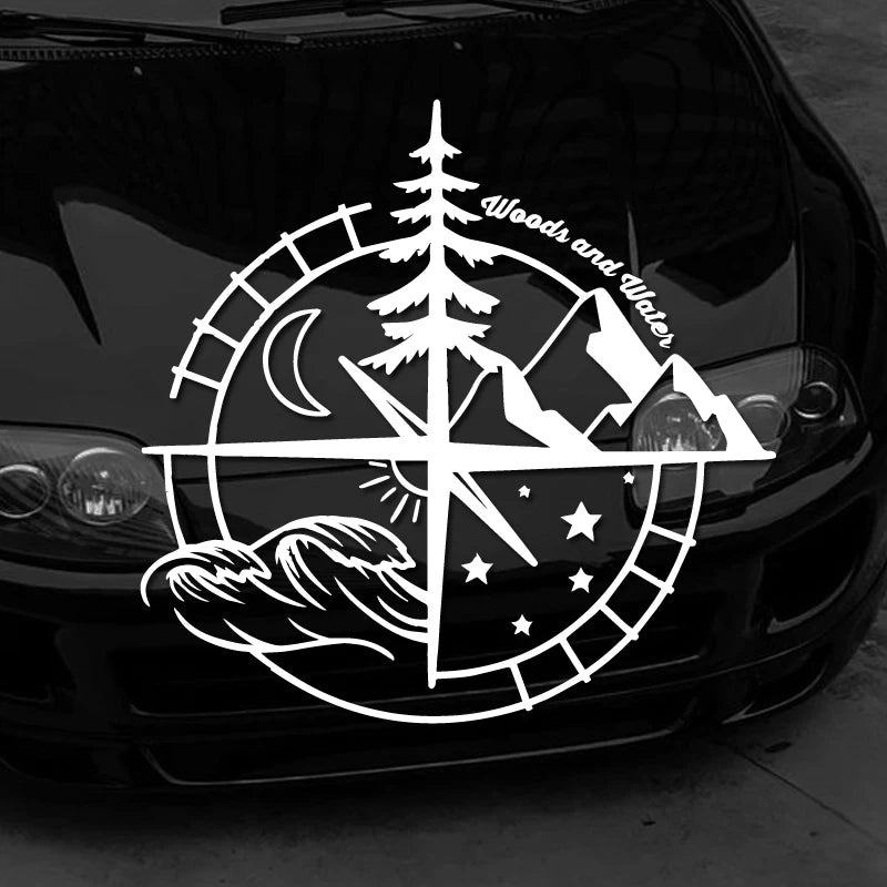 Compass Vinyl Sticker – Woods & Water Design