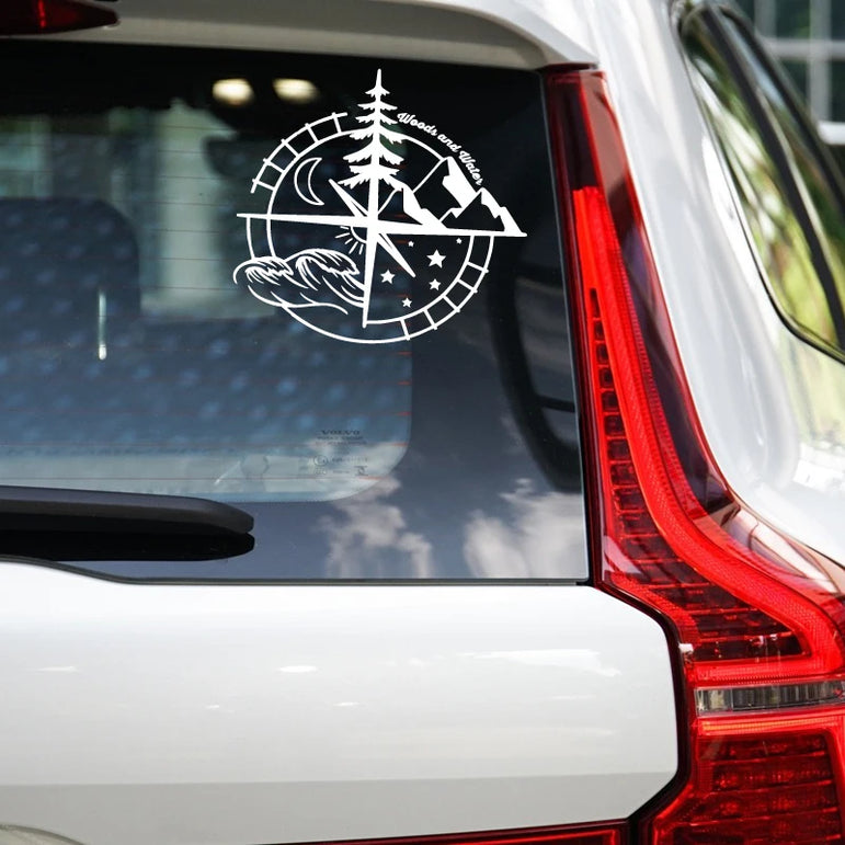 Compass Vinyl Sticker – Woods & Water Design