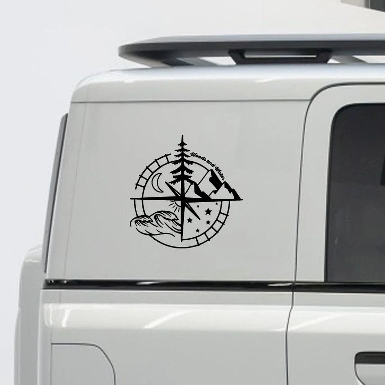 Compass Vinyl Sticker – Woods & Water Design