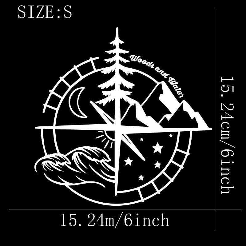 Compass Vinyl Sticker – Woods & Water Design