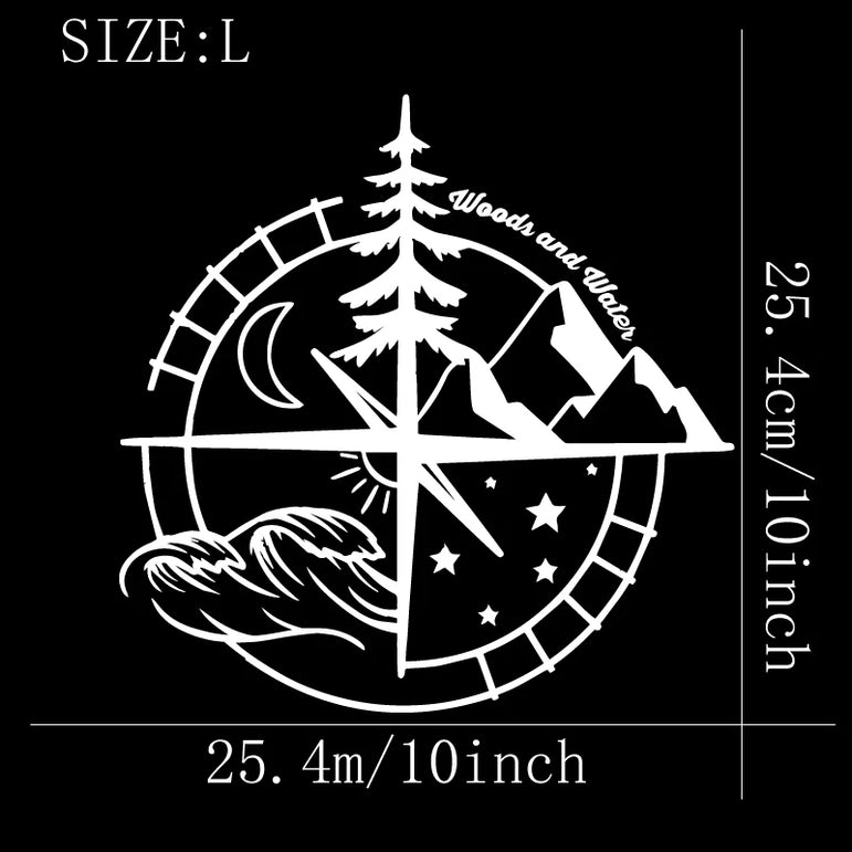 Compass Vinyl Sticker – Woods & Water Design