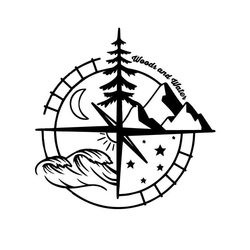 Compass Vinyl Sticker – Woods & Water Design