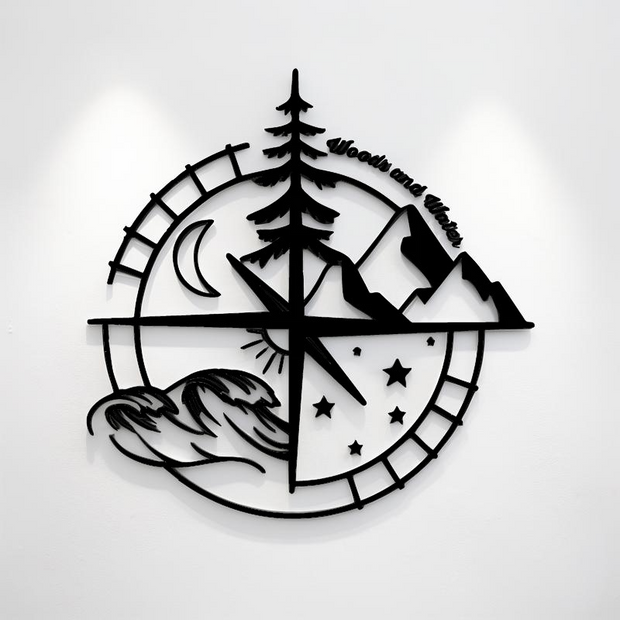 Compass Vinyl Sticker – Woods & Water Design