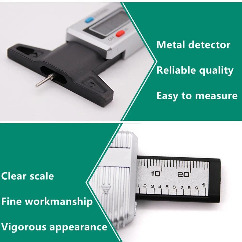 Digital tire profile measuring tool, LCD, mm/ inch, ABS, Portable