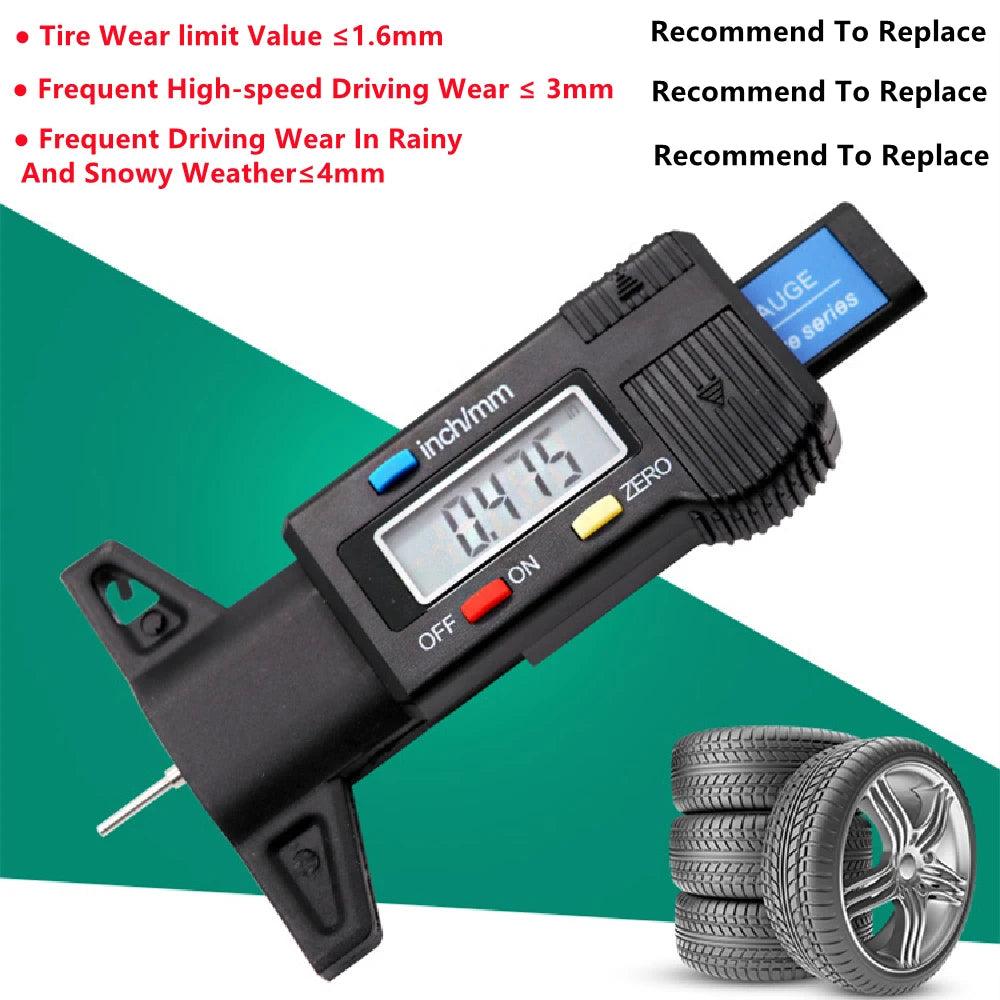 Digital tire profile measuring tool, LCD, mm/ inch, ABS, Portable