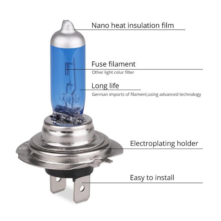 H7 6000k super bright white halogen bulb set, 12V-55w - One Beast Garage