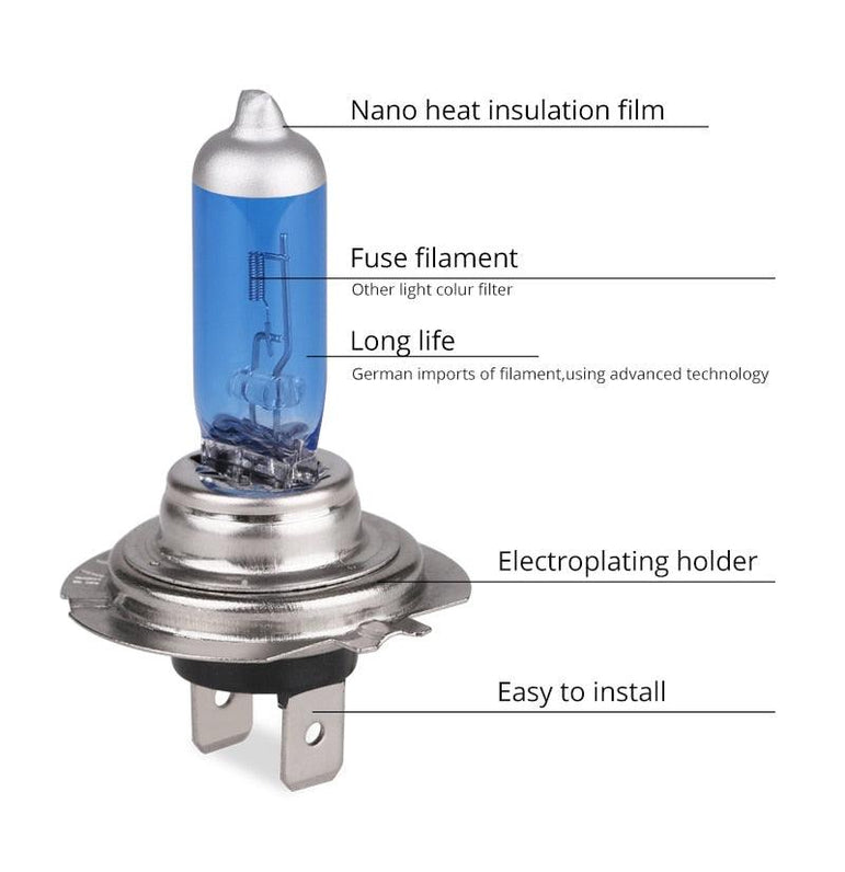 H7 6000k super bright white halogen bulb set, 12V-55w - One Beast Garage