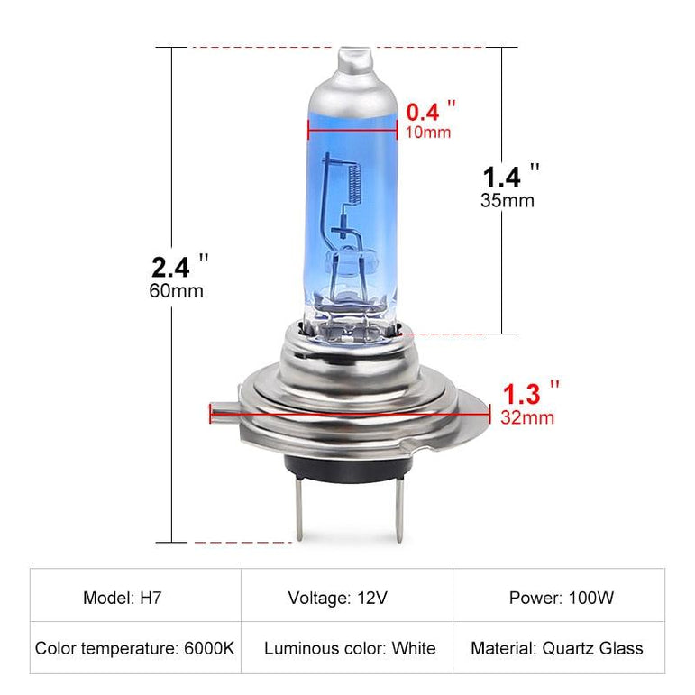 H7 6000k super bright white halogen bulb set, 12V-55w - One Beast Garage
