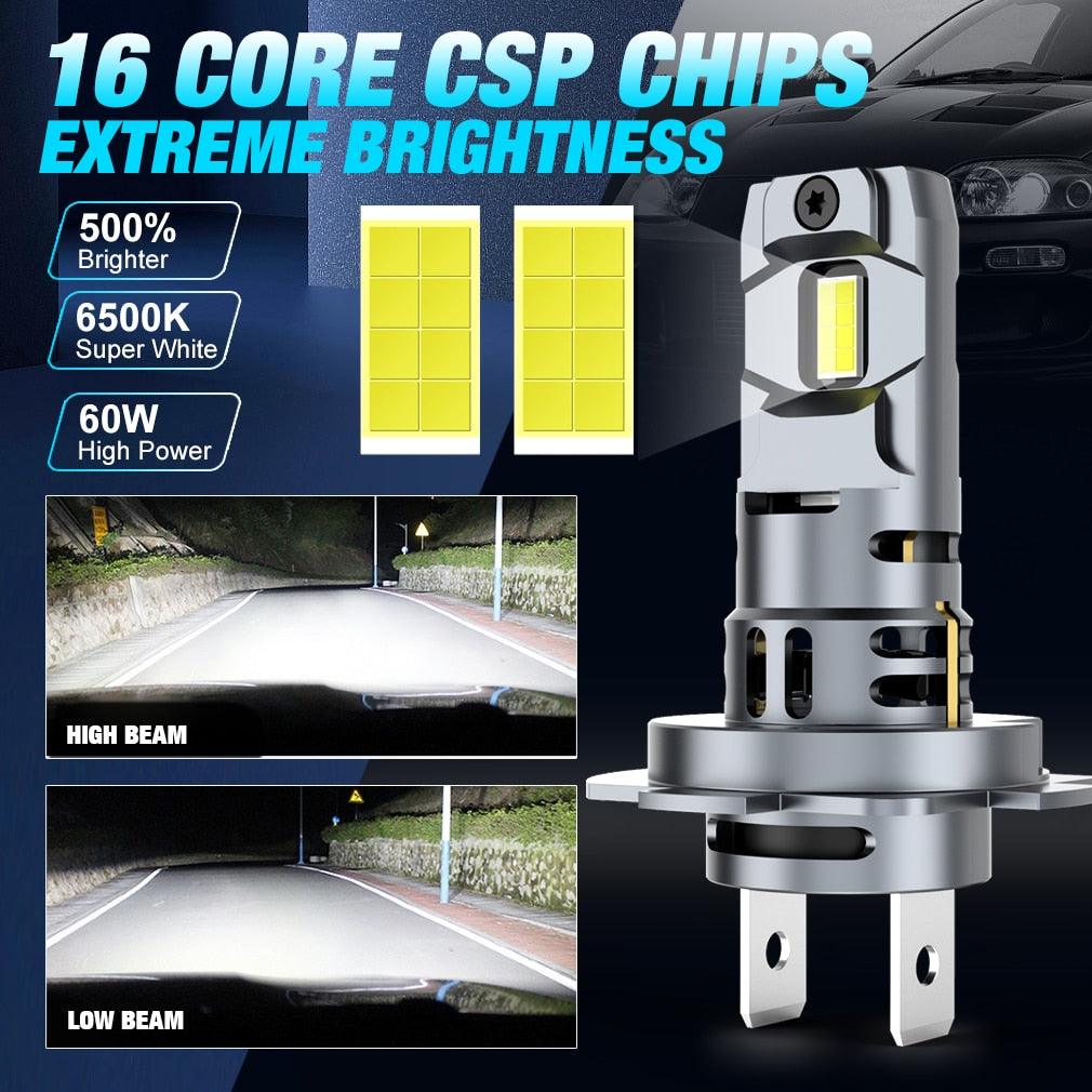 H7 LED Headlight Bulb Mini Wireless 60W 20000LM 6500K