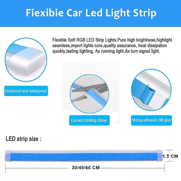 LED DRL Car Daytime Running Light Flexible Waterproof Strip
