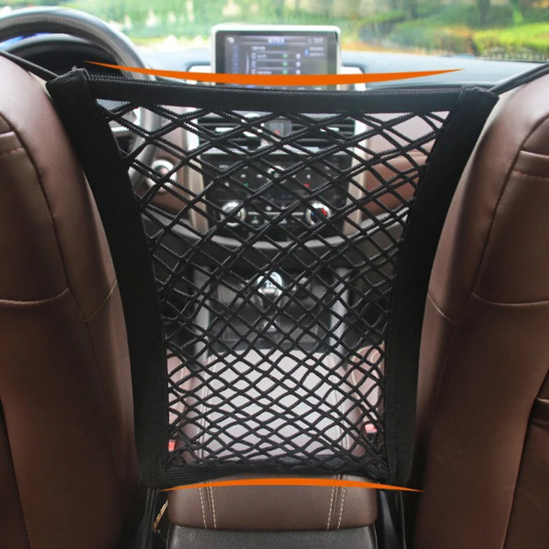 Pet Car Barrier – Mesh Back Seat Guard with Storage