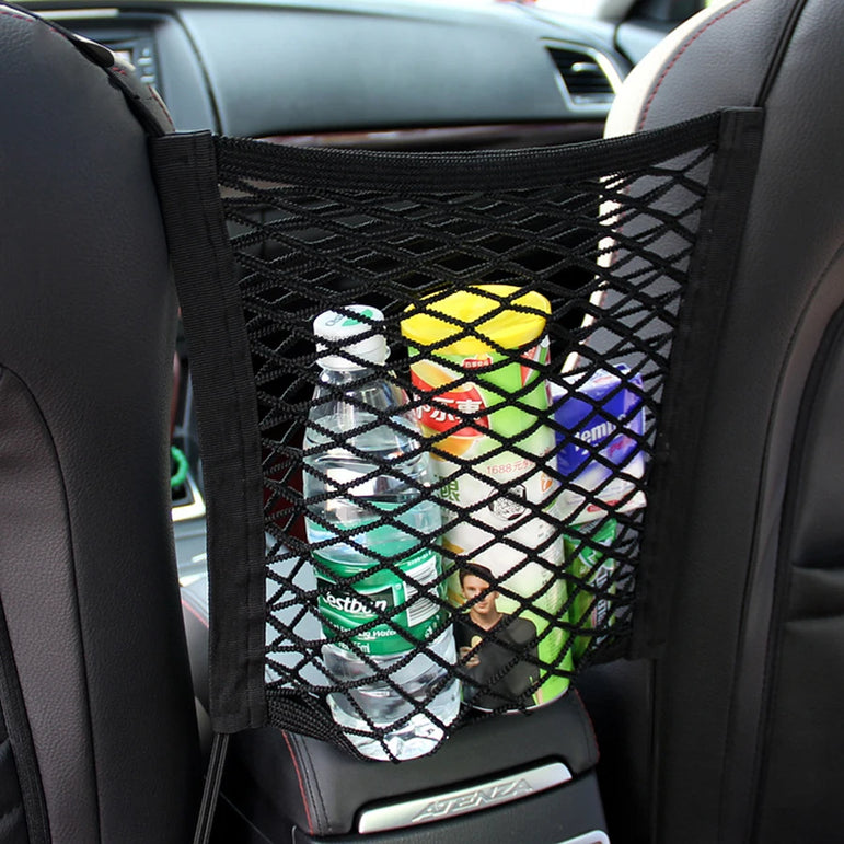 Pet Car Barrier – Mesh Back Seat Guard with Storage