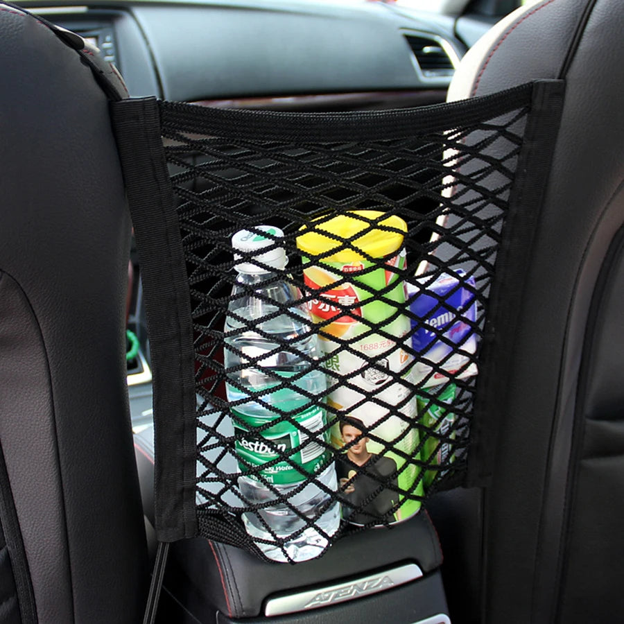 Pet Car Barrier – Mesh Back Seat Guard with Storage