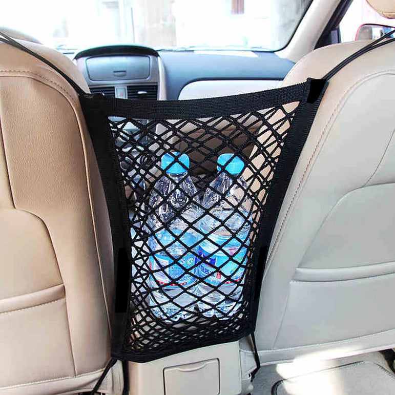 Pet Car Barrier – Mesh Back Seat Guard with Storage