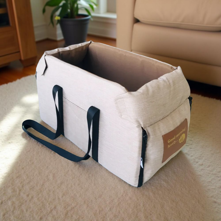 Portable Dog Car Seat Bed & Carrier – Console Travel Safety for Small Pets