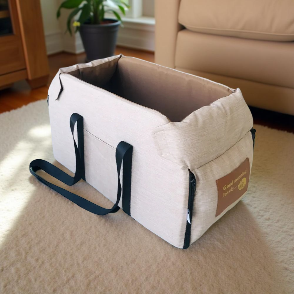 Portable Dog Car Seat Bed & Carrier – Console Travel Safety for Small Pets
