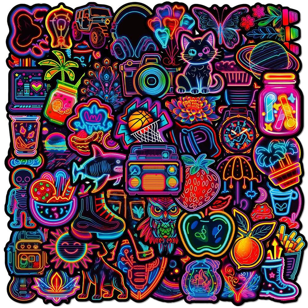Premium Mix - Neon Light Cartoon Stickers