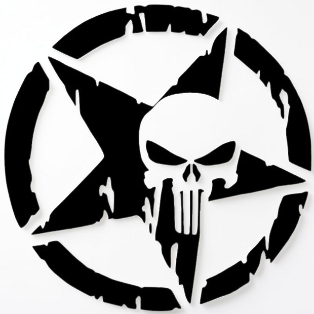 Punisher Skeleton Pentagram 3D Car Sticker
