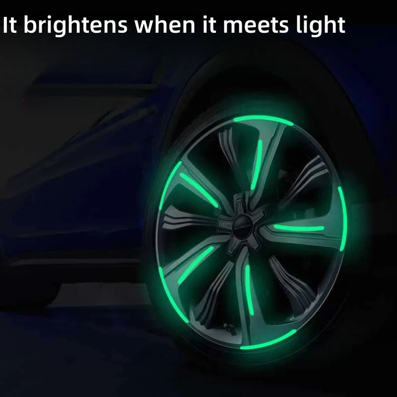 20 pezzi di adesivi riflettenti per mozzi ruota auto, cerchi pneumatici, strisce riflettenti luminose per la guida notturna, adesivi per ruote auto, bici e moto
