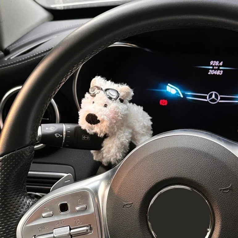 Ornament de semnalizare auto de pluș drăguț cu câine