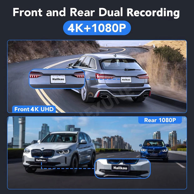4K Dual Lens Dash Cam with GPS & WiFi