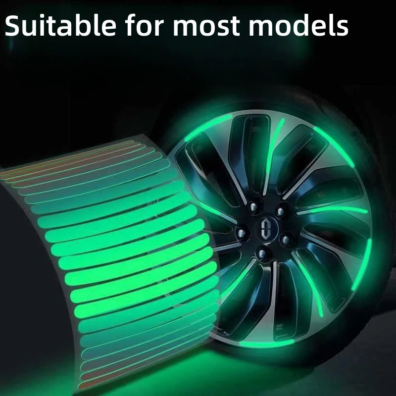20 pezzi di adesivi riflettenti per mozzi ruota auto, cerchi pneumatici, strisce riflettenti luminose per la guida notturna, adesivi per ruote auto, bici e moto