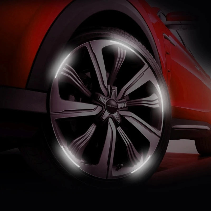 20 pezzi di adesivi riflettenti per mozzi ruota auto, cerchi pneumatici, strisce riflettenti luminose per la guida notturna, adesivi per ruote auto, bici e moto