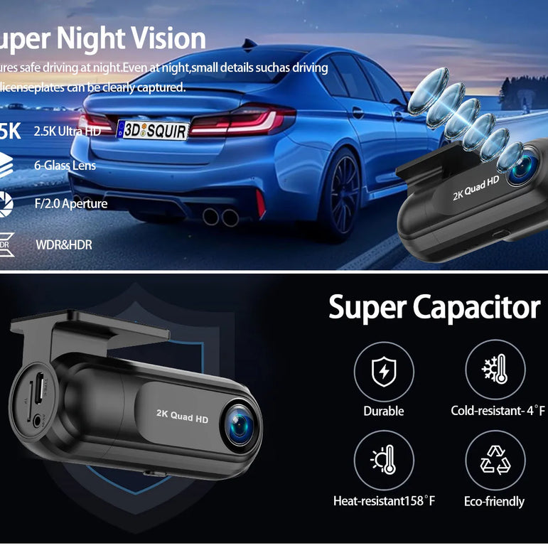 Dash Cam 2.5K con WiFi e GPS