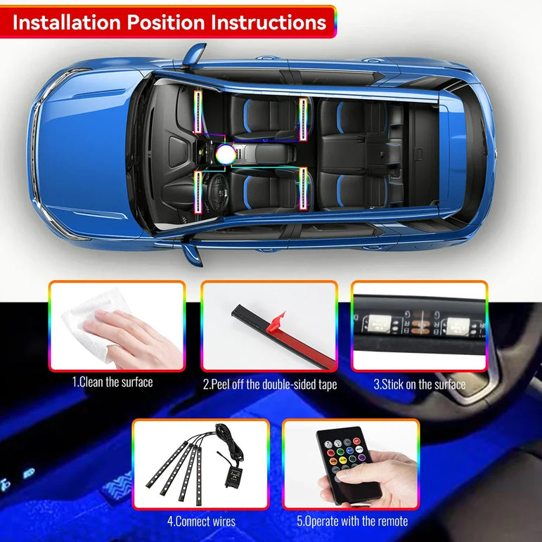RGB LED Car Interior Ambient Lights