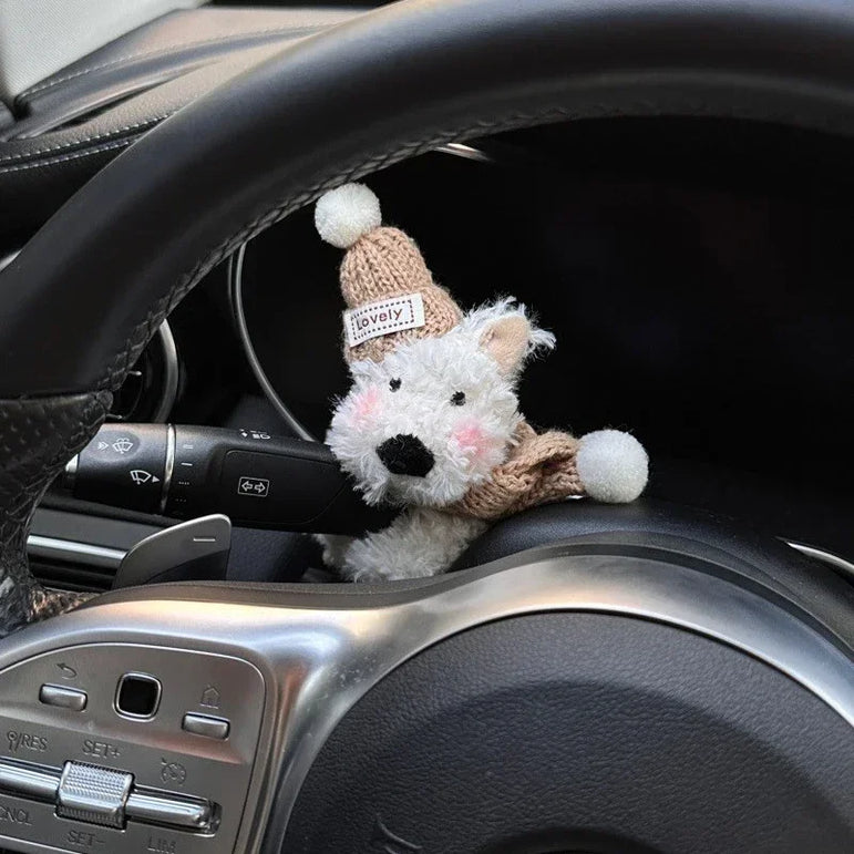 Ornament de semnalizare auto de pluș drăguț cu câine