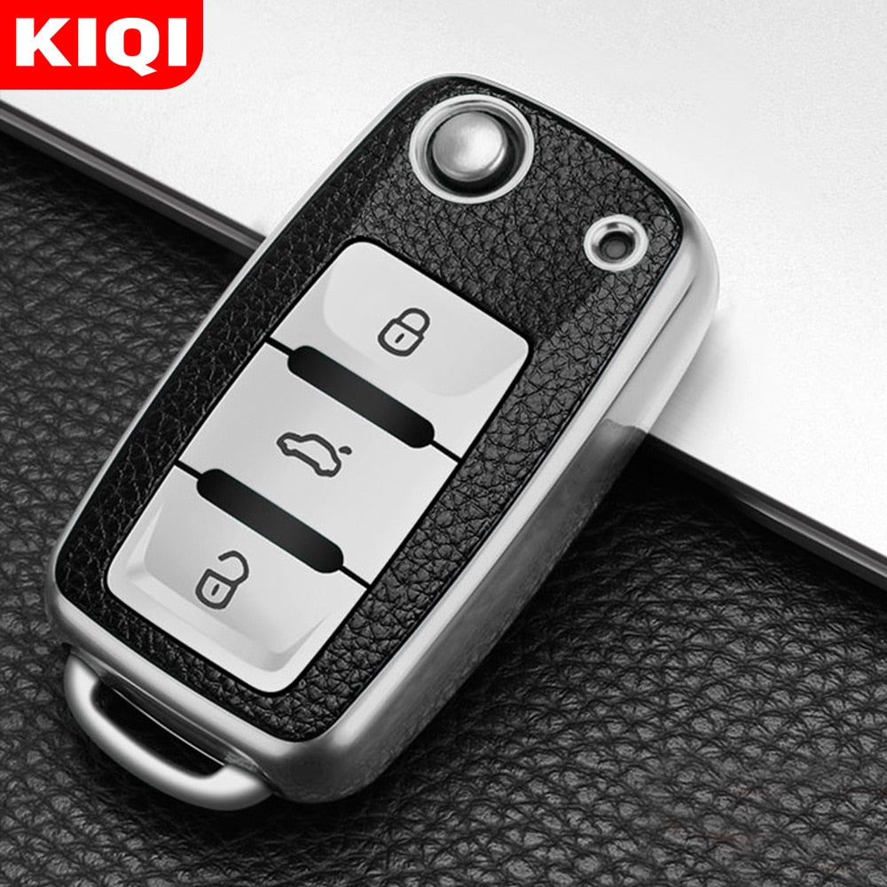 Leather Car Key Cover Case for Volkswagen / Beetle / Skoda / Jetta