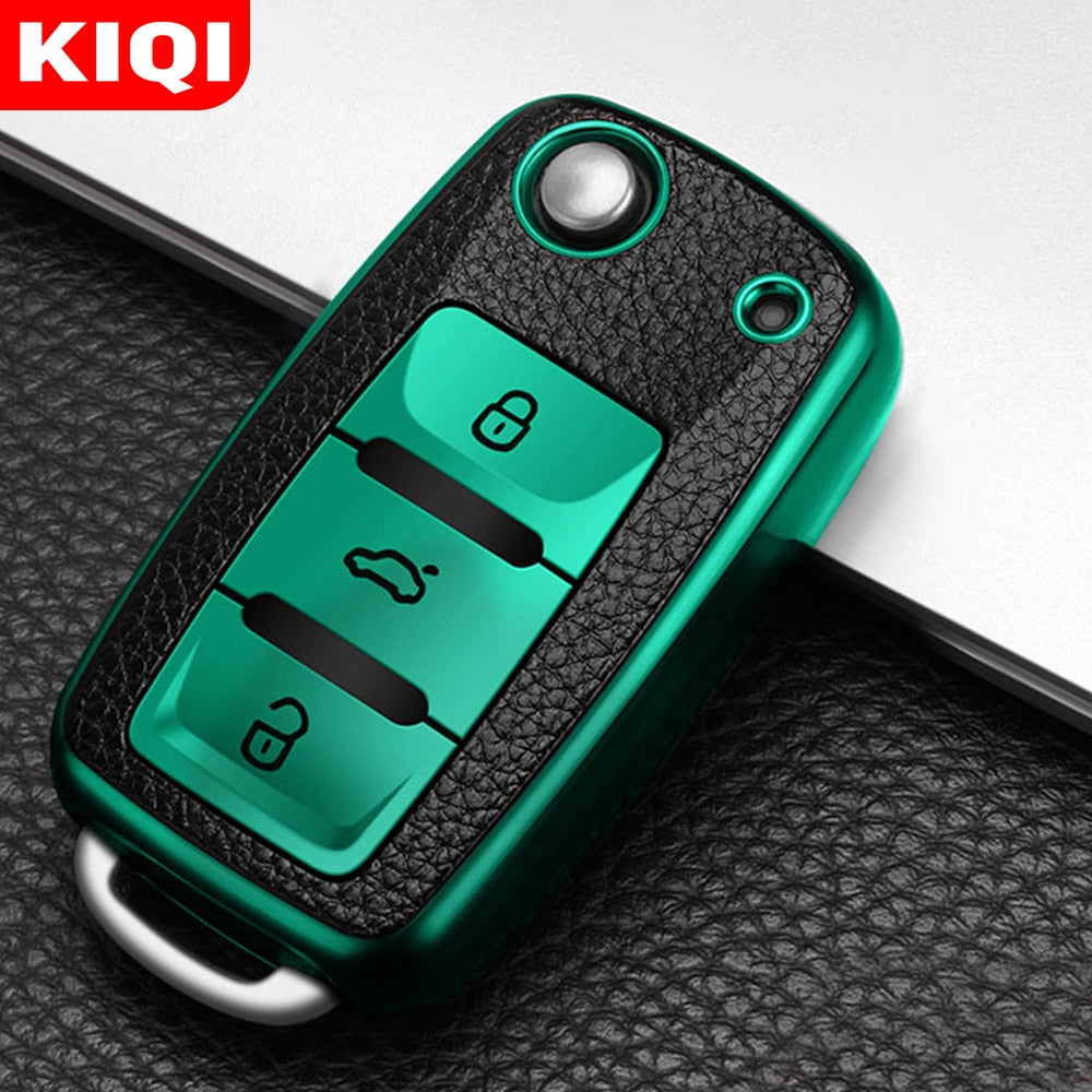 Leather Car Key Cover Case for Volkswagen / Beetle / Skoda / Jetta