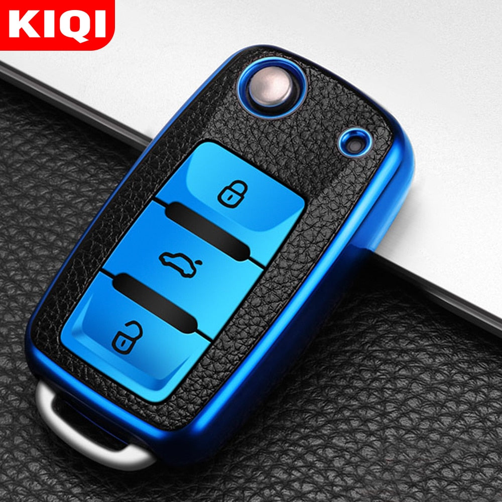 Leather Car Key Cover Case for Volkswagen / Beetle / Skoda / Jetta