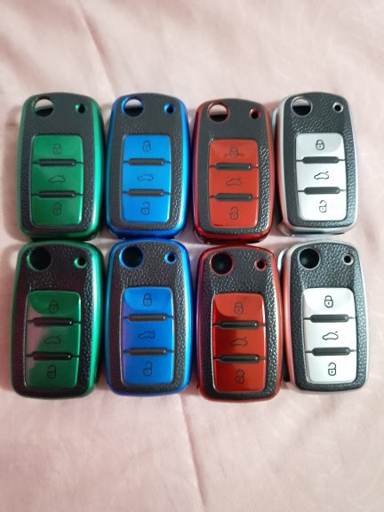 Leather Car Key Cover Case for Volkswagen / Beetle / Skoda / Jetta