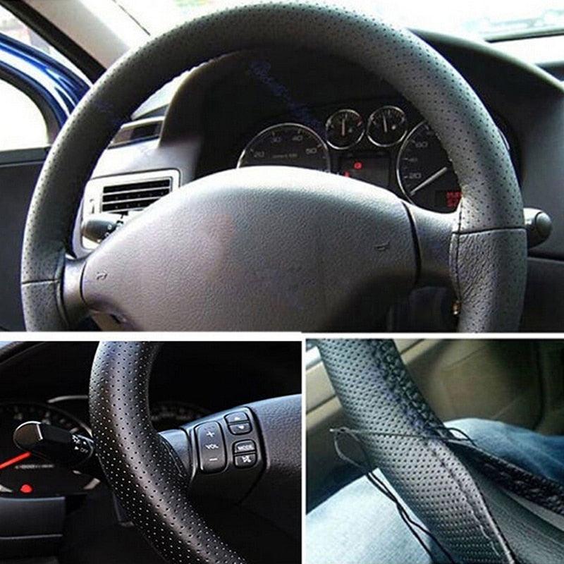 Perforated leather steering wheel cover - One Beast Garage