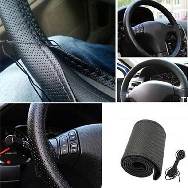 Perforated leather steering wheel cover - One Beast Garage